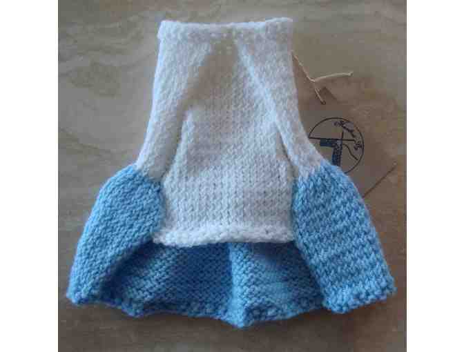 Baby Blue & White Poodle Skirt Dog Sweater -- Hand Knit