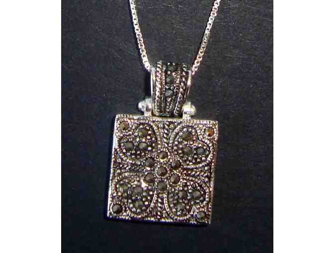 Sterling Silver Necklace With Square Pendant