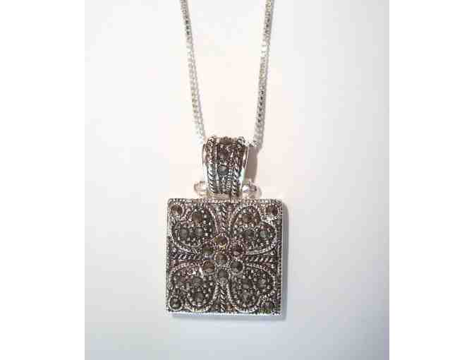 Sterling Silver Necklace With Square Pendant