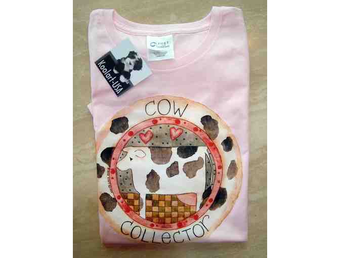 Pink Cartoon Cow Tee Shirt -- Ladies Large -- New