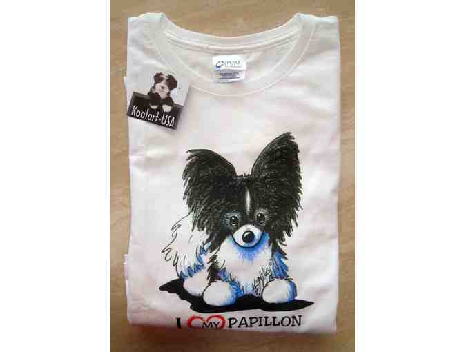Papillon Cartoon Design White Tee Shirt -- Ladies XXL-- New