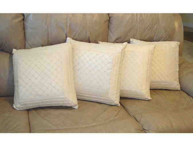 Four Beautiful Natural Silk Throw Pillows -- Pre-Owned