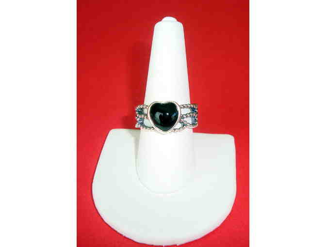 Sterling Silver Pandora Onyx Heart Ring -- Size 9 -- New