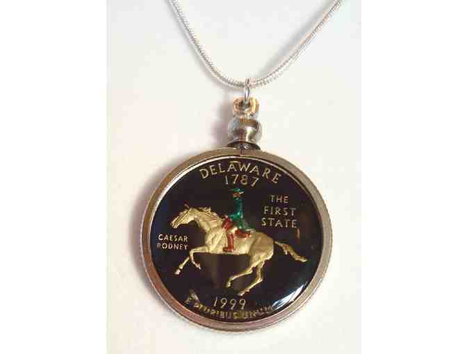Hand-Painted State Quarter Coin Pendant -- New
