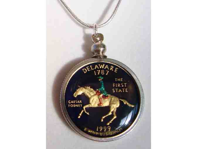 Hand-Painted State Quarter Coin Pendant -- New
