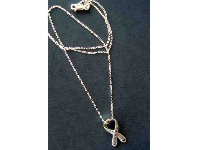 Sterling Silver Pawprint & Heart Ribbon Necklace - New