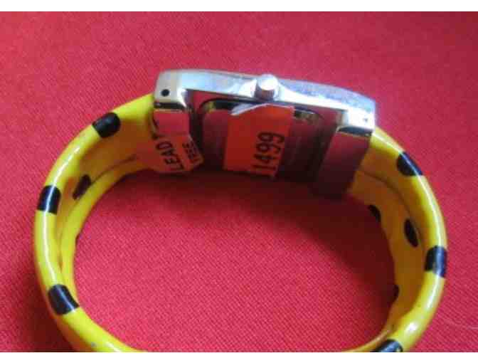 Fun Colorful Geneva Yellow with Polka Dots Snap-on Watch -- New
