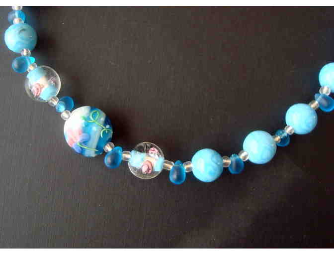 Handmade Turquoise Lampwork Beads Necklace -- New