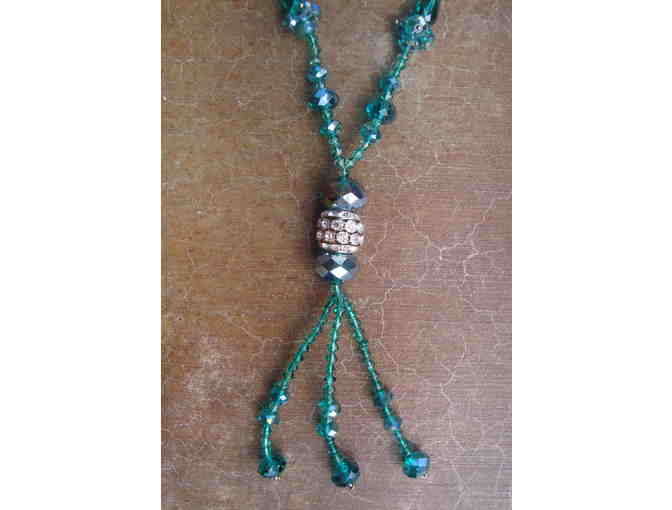 Rope-Style Emerald Green Crystal Necklace -- New