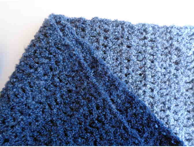 Hand-Crocheted Blue Hat & Scarf Set -- New