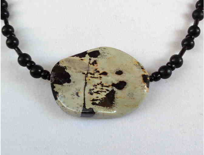 Hand-Crafted Putty & Black Color Necklace -- New