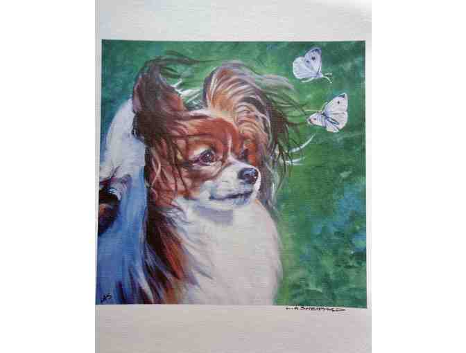 Sable & White Papillon With Butterflies Print From Artist, LA Shepard -- New -- 8' X 8'