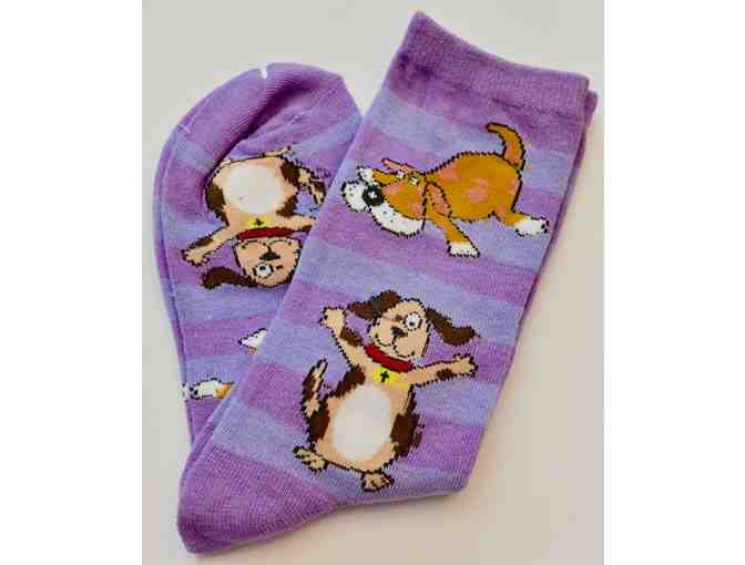 Purple Striped Dog Socks -- New