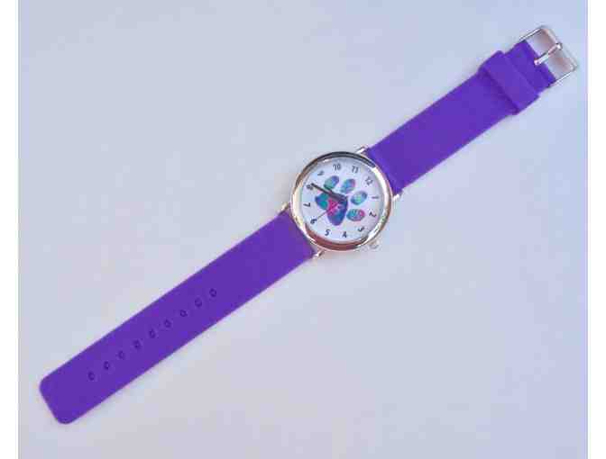 Paw Print Silicone Deep Lavender Watch -- New