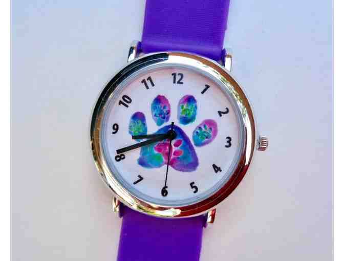 Paw Print Silicone Deep Lavender Watch -- New
