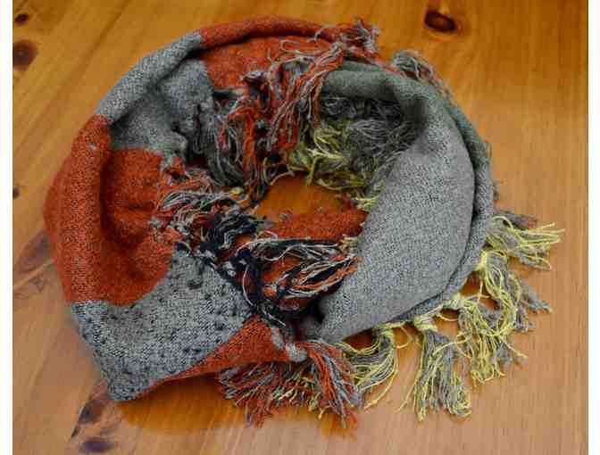 Tasseled Warm Earthtone Infinity Scarf -- New