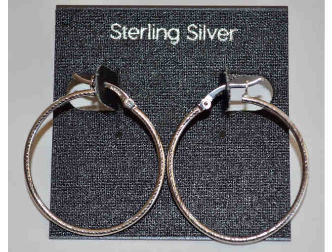 Sunstone Sterling Silver Textured Hoop Earrings -- New