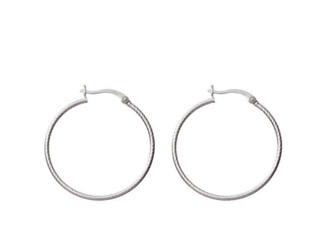 Sunstone Sterling Silver Textured Hoop Earrings -- New