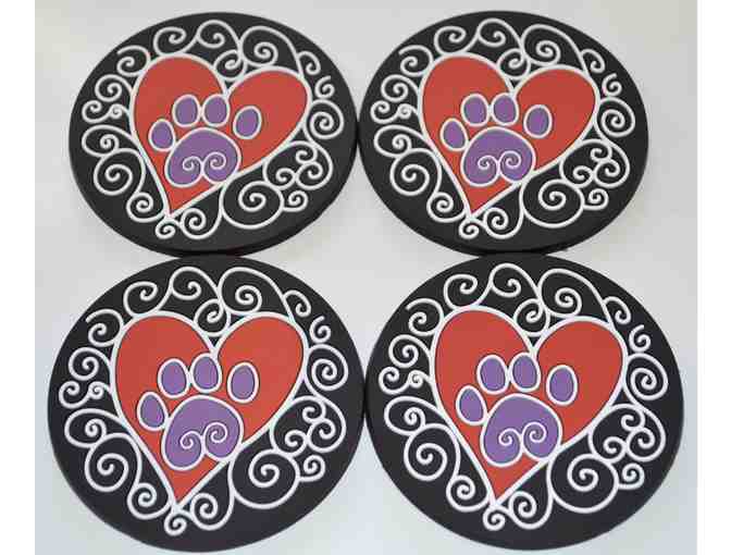 Set of 4 Purple Pawprint Coasters - New