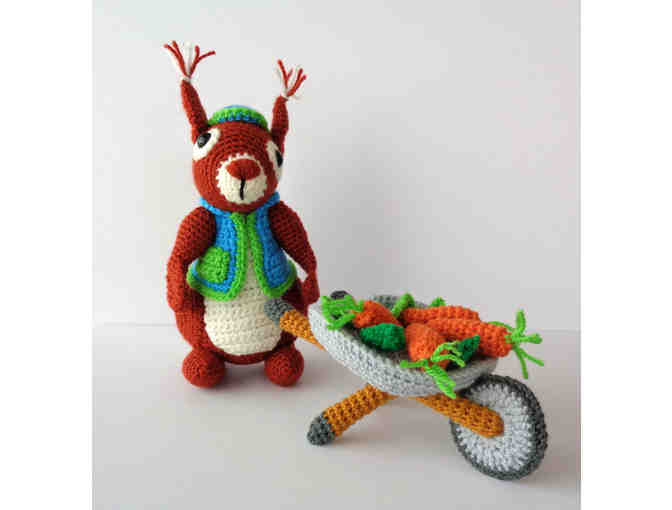 Hand-Crocheted Amigurumi 'Squirrel & Veggies' -- New