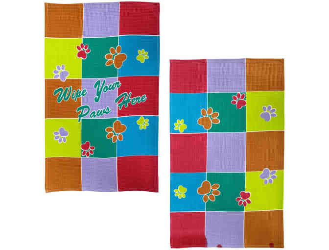 Set of 2 'Wipe Your Paws Here' Kitchen Towels - New