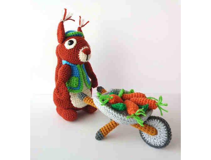 Hand-Crocheted Amigurumi 'Squirrel & Veggies' -- New