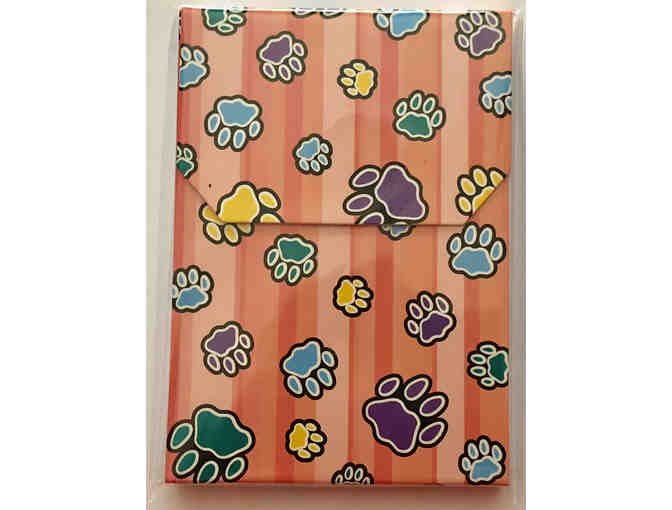 Bold Paws Galore on Orange Stripes Memo Pad -- New