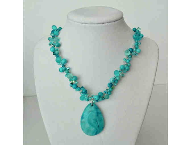 Hand-Crafted Bead & Stone, Deep Turquoise Necklace -- New