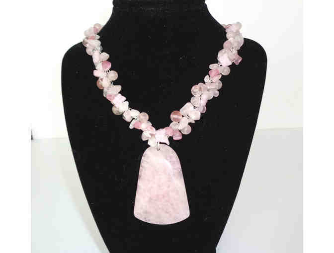 Hand-Crafted Bead & Stone, Pale Pink Necklace -- New