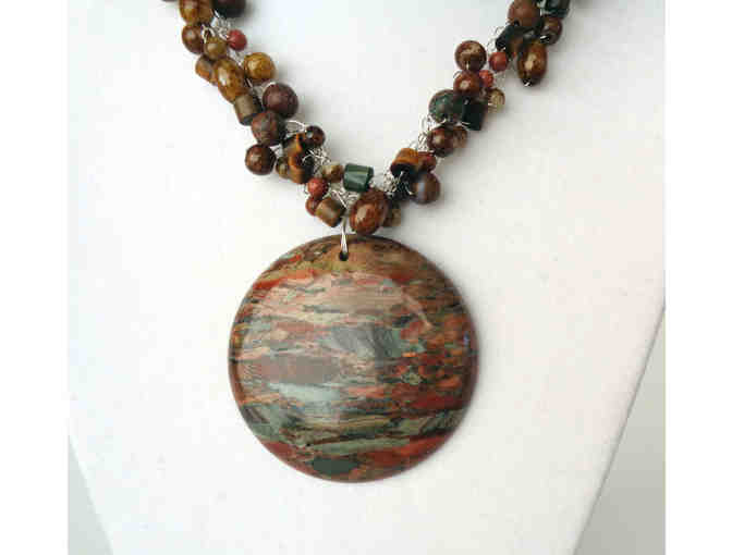 Hand-Crafted Bead & Stone, Brown Necklace -- New