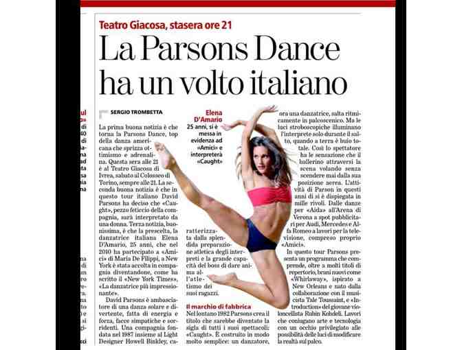 Spend a weekend with Parsons Dance on tour in Italy!