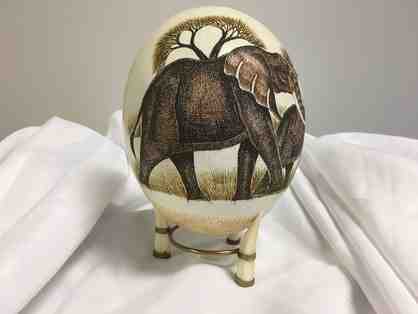 African Carved Ostrich Egg - Elephant