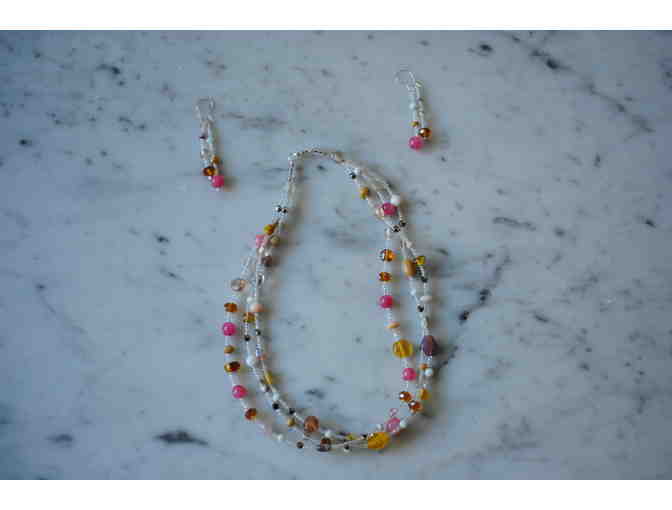Modern Twinkles Necklace and Earring Set Pink