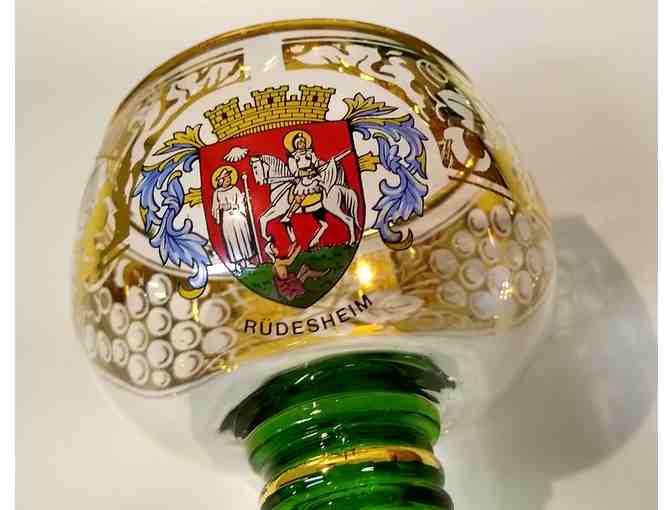 Vintage German Green Beehive Goblet Roemer Wine Or Toasting Glasses - Rudesheim