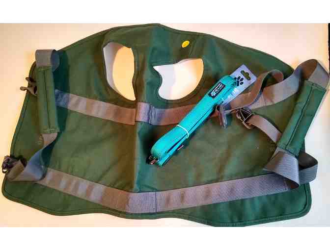 Dog Jacket - Fleece lined - Olive Green by Orvis And Reflective Leash