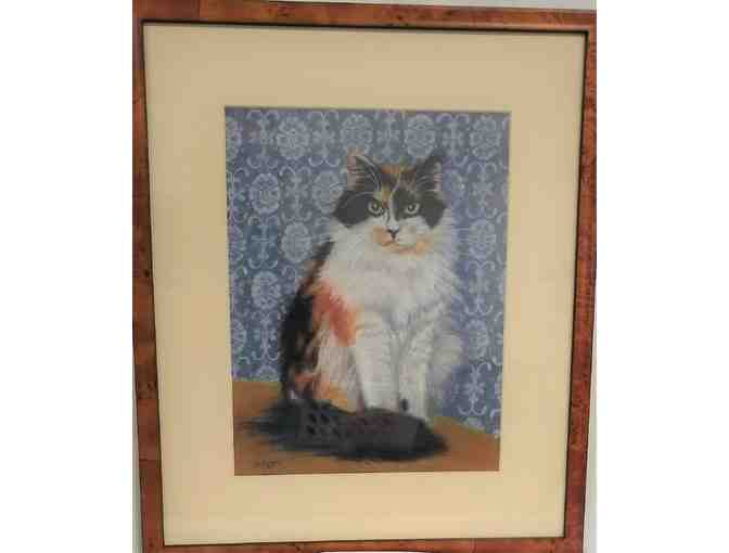 Cat - Watercolor Original Painting Framed
