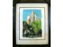 World Trade Center and the Woolworth Building - artist rendering by Bob Procida