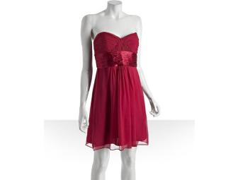 Laundry by Shelli Segal Sangria Red Silk Chiffon Strapless Dress Size 6 $245