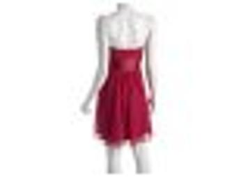 Laundry by Shelli Segal Sangria Red Silk Chiffon Strapless Dress Size 6 $245