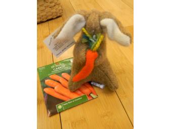 Small Bunny with Carrot Toy made from Recycled Sweaters