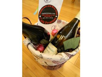 Cafe Pyrenees Gift Basket with 2 Bottles of Wine