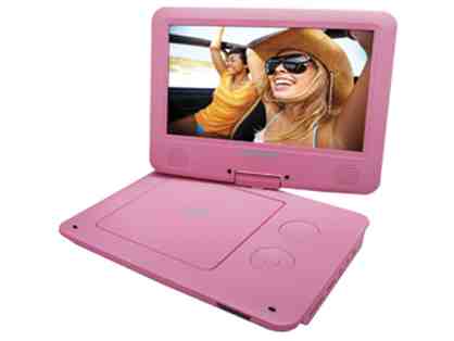 Sylvania 9-inch Swivel Screen Portable DVD/CD/MP3 Player with 5-hour Battery-PINK