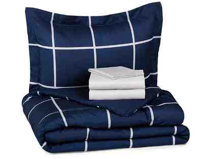 5-Piece Bed-in-a-Bag Simple Plaid-Navy Twin XL