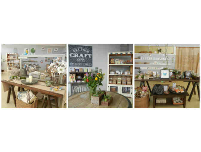 B Street mercantile gift basket- Includes Petaluma  Sign, Towels and creamware set.