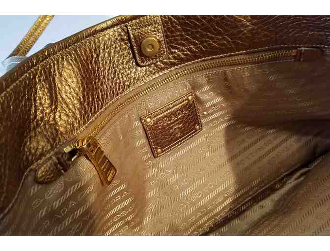 Prada Handbag, Metallic Gold Colored Leather