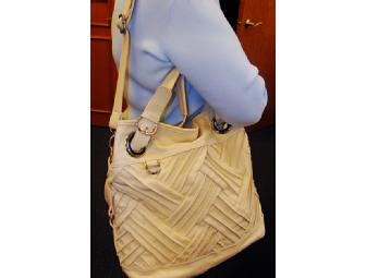 Faux Leather Pleated Design Tote Handbag