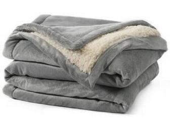 Gray and White Sherpa Blanket
