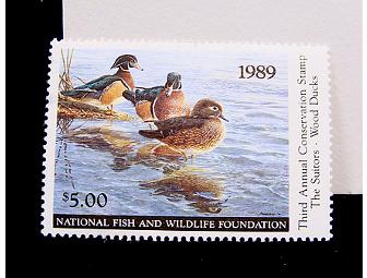 John Seerey-Lester 1989 National Fish & Wildlife Executive Edition Stamp, Print and Pin