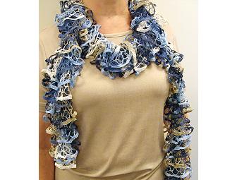 Handmade Knit Scarf - Shades of Blue & Tan