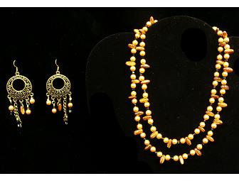 Brown/Bronze Artisan Crafted Necklace and Earring Set